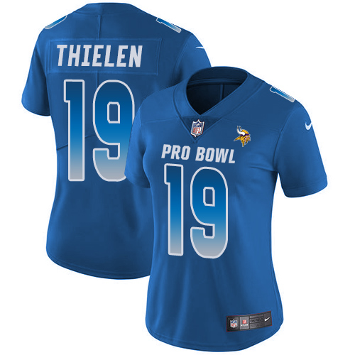 Nike Vikings #19 Adam Thielen Royal Women's Stitched NFL Limited NFC 2018 Pro Bowl Jersey - Click Image to Close